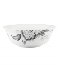 Subdued in shades of gray, the vivacious florals of Moonlit Garden dinnerware adorn this sleek serving bowl with modern romance. In durable Lenox porcelain. Subdued in shades of gray, the vivacious florals of Moonlit Garden dinnerware adorn this sleek serving bowl with modern romance. In durable Lenox porcelain.