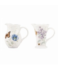 Spring is perpetually in season with whimsical Butterfly Meadow pitchers from Lenox's collection of serveware and serving dishes. Two elegant designs with colorful blooms and butterflies in scalloped white porcelain lend country charm to any setting. Use for gravy, maple syrup or cream!