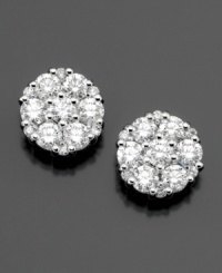 Add some enchantment to your outfit with these round-cut diamond earrings (1 ct. t.w.) in 14k white gold setting. Add some enchantment to your outfit with these round-cut diamond earrings (1 ct. t.w.) in 14k white gold setting.