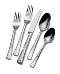 A classic design for a timeless table. Crisscross detailing that mixes elegant curves with detailed diamonds climbs the handle of each brilliantly polished flatware piece from Mikasa's collection of place settings. A classic design for a timeless table. Crisscross detailing that mixes elegant curves with detailed diamonds climbs the handle of each brilliantly polished flatware piece from Mikasa's collection of place settings.