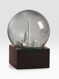 EXCLUSIVELY OURS. The Washington, D. C. musical water globe features city scenes and landmarks, including: White House, Capitol, Jefferson Memorial Lincoln Memorial, Washington Monument, limousines Plays Battle Hymn Of The Republic Glass dome and resin figures 6 high Imported