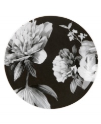Subdued in shades of gray, the vivacious florals of Moonlit Garden dinnerware cover these sleek black tidbit plates with modern romance. Perfect for snacks and small plates, in durable Lenox porcelain. Subdued in shades of gray, the vivacious florals of Moonlit Garden dinnerware cover these sleek black tidbit plates with modern romance. Perfect for snacks and small plates, in durable Lenox porcelain.