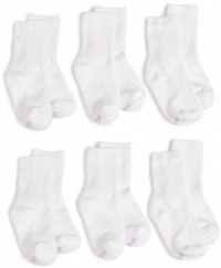 Hanes Girls Six Pack White Crew Sock Hanes Girls Six Pack White Crew Sock
