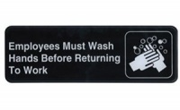 3''x9'' Restaurant Sign, Black, Employee Must Wash Hand 3''x9'' Restaurant Sign, Black, Employee Must Wash Hand