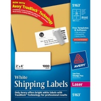 Avery Mailing Labels for Laser Printers, 2 x 4 Inches, 10-Up, White, Box of 1000 (05163) Avery Mailing Labels for Laser Printers, 2 x 4 Inches, 10-Up, White, Box of 1000 (05163)