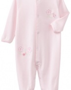 Noa Lily Baby-Girls Newborn Check Footie with Ladybug Embroidery, Pink, 9 Months