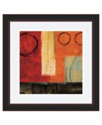 Circle meets the square. Vivid brushstrokes contrast black lines, creating a dramatic art print that appeals to modern taste. By artist Brent Nelson, this abstract design is framed in black for an especially clean finish. Circle meets the square. Vivid brushstrokes contrast black lines, creating a dramatic art print that appeals to modern taste. By artist Brent Nelson, this abstract design is framed in black for an especially clean finish.