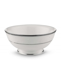 Pure opulence. Posh opalescence. This classically designed line of Lenox dinnerware and dishes is accented by a platinum rim and a delicate flourish of vine-like, white-on-white imprints with raised, iridescent enamel dots. Great gift for a housewarming, wedding or yourself. Pure opulence. Posh opalescence. This classically designed line of Lenox dinnerware and dishes is accented by a platinum rim and a delicate flourish of vine-like, white-on-white imprints with raised, iridescent enamel dots. Great gift for a housewarming, wedding or yourself.
