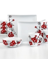 Bright red blossoms strewn across a pure white ground creates a classic look for your table in the Bloomaline dinnerware set from 222 Fifth. Crafted of porcelain for effortless care and everyday beauty. Bright red blossoms strewn across a pure white ground creates a classic look for your table in the Bloomaline dinnerware set from 222 Fifth. Crafted of porcelain for effortless care and everyday beauty.
