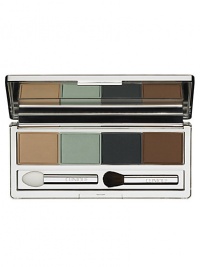 Creamy, intense shadow builds quickly, blends easily to a wash of long-lasting colour. Four coordinating shades for a wardrobe of possibilities; each can be worn alone, as pairs, or together. Sleek, transparent-bottom case makes it easy to select shades. Opthamologist tested. HOW TO USE: Apply lightest shade to eyelids, from lashline to brow bone. Contour with medium shade. Use one of the deeper shades in crease, as liner, or over lids below crease. Creamy, intense shadow builds quickly, blends easily to a wash of long-lasting colour. Four coordinating shades for a wardrobe of possibilities; each can be worn alone, as pairs, or together. Sleek, transparent-bottom case makes it easy to select shades. Opthamologist tested. HOW TO USE: Apply lightest shade to eyelids, from lashline to brow bone. Contour with medium shade. Use one of the deeper shades in crease, as liner, or over lids below crease.