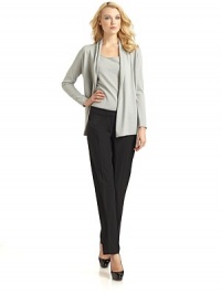 THE LOOKDraped shawl collarLong sleevesOpen frontTHE FITAbout 29 from shoulder to hemTHE MATERIAL88% extra-fine merino wool/12% polyamideCARE & ORIGINHand washImportedModel shown is 5'11 (180cm) wearing US size Small. THE LOOKDraped shawl collarLong sleevesOpen frontTHE FITAbout 29 from shoulder to hemTHE MATERIAL88% extra-fine merino wool/12% polyamideCARE & ORIGINHand washImportedModel shown is 5'11 (180cm) wearing US size Small.