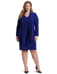 Jessica Howard Women's Plus-Size Solid Cape Jacket Dress