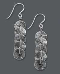 Subtly shimmer with a vintage twist. Studio Silver's overlapping design features textured sterling silver discs layered on top of one another. Approximate drop: 2 inches. Subtly shimmer with a vintage twist. Studio Silver's overlapping design features textured sterling silver discs layered on top of one another. Approximate drop: 2 inches.