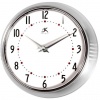 Infinity Instruments-Silver Round Metal Retro Wall Clock
