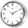 Infinity Instruments-Silver Round Metal Retro Wall Clock