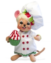 Get a little help in the kitchen, in the form of Annalee's sweet mouse figurine. Chef's whites with Christmas trim and a candy-cane-striped cupcake will keep you smiling while you're fixing a feast. Get a little help in the kitchen, in the form of Annalee's sweet mouse figurine. Chef's whites with Christmas trim and a candy-cane-striped cupcake will keep you smiling while you're fixing a feast.