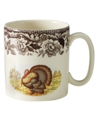 Bring the classic style of the English countryside to your table with the Woodland Collection. This traditionally patterned mug features a turkey framed by Spode's distinctive British Flowers border, which dates back to 1828. 9-ounce capacity. Bring the classic style of the English countryside to your table with the Woodland Collection. This traditionally patterned mug features a turkey framed by Spode's distinctive British Flowers border, which dates back to 1828. 9-ounce capacity.
