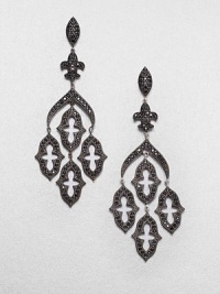 From the Soho Collection. An elegant open kite design encrusted in rich black spinels set in sterling silver. Black spinelSterling silverDrop, about 1.5Post backImported From the Soho Collection. An elegant open kite design encrusted in rich black spinels set in sterling silver. Black spinelSterling silverDrop, about 1.5Post backImported