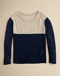 From Aqua, the slub sweater with cool contrast colorblocks and a relaxed silhouette. From Aqua, the slub sweater with cool contrast colorblocks and a relaxed silhouette.
