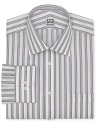 A two-stripe design doubles the pleasure of this handsome dress shirt from Ike Behar, tailored for a comfortable, regular fit for your days behind the desk.