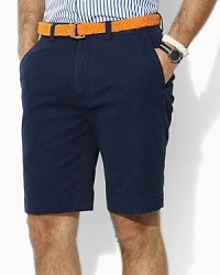 Tailored from soft, durable cotton chino for lightweight comfort, the classic-fitting short is finished with a subtle hand-sanded wash for a rugged quality. Tailored from soft, durable cotton chino for lightweight comfort, the classic-fitting short is finished with a subtle hand-sanded wash for a rugged quality.