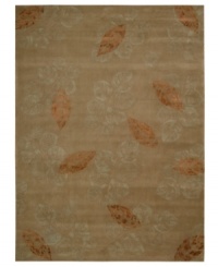Exquisitely chic with an alluring foliage motif, this area rug is hand tufted and hand carved from only the finest premium wool. Set against a walnut-hued ground, it's expertly washed to lend the surface a handsome luster, texture and sheen. Exquisitely chic with an alluring foliage motif, this area rug is hand tufted and hand carved from only the finest premium wool. Set against a walnut-hued ground, it's expertly washed to lend the surface a handsome luster, texture and sheen.