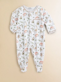 You'll go wild for this adorable, ultra-plush pima cotton one-piece with a colorful animal print.CrewneckLong sleeves with mitten cuffsFull front snapsPatch pocketPima cottonMachine washImported Please note: Number of snaps may vary depending on size ordered. You'll go wild for this adorable, ultra-plush pima cotton one-piece with a colorful animal print.CrewneckLong sleeves with mitten cuffsFull front snapsPatch pocketPima cottonMachine washImported Please note: Number of snaps may vary depending on size ordered.