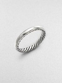 From the Midnight Melange Collection. Smooth sterling silver band with signature twisted cable trim along the inner circumference. Sterling silver Width, about 3mm Imported From the Midnight Melange Collection. Smooth sterling silver band with signature twisted cable trim along the inner circumference. Sterling silver Width, about 3mm Imported
