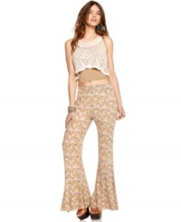 In an allover floral print, these Free People wide-leg pants add a boho flair to you spring look! In an allover floral print, these Free People wide-leg pants add a boho flair to you spring look!