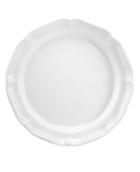 A gently scalloped edge in hardy stoneware gives these French Country dinner plates an effortless grace that's ideal for every day. From Mikasa. A gently scalloped edge in hardy stoneware gives these French Country dinner plates an effortless grace that's ideal for every day. From Mikasa.
