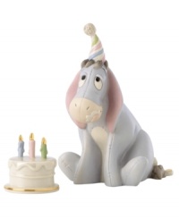 Eeyore never ages in this Disney figurine celebrating Winnie the Pooh's lovable donkey. Featuring soft pastel hues and gold detail in Lenox porcelain. Eeyore never ages in this Disney figurine celebrating Winnie the Pooh's lovable donkey. Featuring soft pastel hues and gold detail in Lenox porcelain.