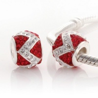 925 Sterling Silver Red and Silver Swarovski Crystal Bead Chamilia Troll Pandora Bead Compatible for Pandora, Biagi, Chamilia, Troll and More Bracelets 925 Sterling Silver Red and Silver Swarovski Crystal Bead Chamilia Troll Pandora Bead Compatible for Pandora, Biagi, Chamilia, Troll and More Bracelets