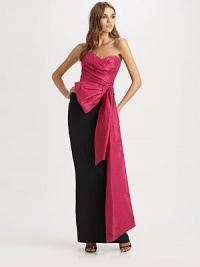 A dramatically draped bow sash lends drama to this floor-length silk crepe design.Strapless sweetheart necklineWaist bow with side drapeConcealed back zipBack ventFully linedAbout 42 from natural waistSilkDry cleanImportedModel shown is 5'11 (180cm) wearing US size 4. A dramatically draped bow sash lends drama to this floor-length silk crepe design.Strapless sweetheart necklineWaist bow with side drapeConcealed back zipBack ventFully linedAbout 42 from natural waistSilkDry cleanImportedModel shown is 5'11 (180cm) wearing US size 4.