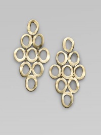 Freeform open oval links, arranged in a diamond-shaped cascade, create a look of drama and elegance. 18k yellow gold Drop, about 2½ Post back Imported Freeform open oval links, arranged in a diamond-shaped cascade, create a look of drama and elegance. 18k yellow gold Drop, about 2½ Post back Imported