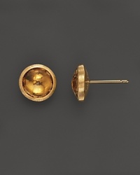Citrine and hand-engraved yellow gold stud earrings from Marco Bicego.