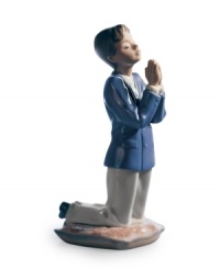 A special way to commemorate your son or grandson's first communion, this artfully crafted Lladro figurine evokes the momentous occasion in glazed porcelain.