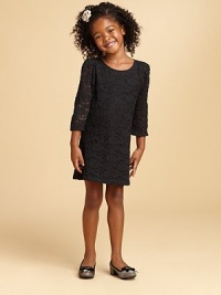 A stunning lace overlay lends a gorgeous touch to a simply irresistible shift dress.ScoopneckLong sleevesBack zipperPolyesterDry cleanImported A stunning lace overlay lends a gorgeous touch to a simply irresistible shift dress.ScoopneckLong sleevesBack zipperPolyesterDry cleanImported