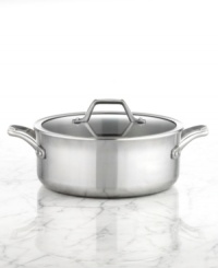 The professional's pick. Five layers of highly conductive metals, including a copper core, stainless steel interior and exterior and 2 layers of aluminum, heat and cool quickly & evenly to keep temperatures consistent across the entire pan. A brilliant dishwasher-safe exterior lights up your space and creates a versatile cooking surface, where searing and deglazing are nearly effortless. Lifetime warranty. The professional's pick. Five layers of highly conductive metals, including a copper core, stainless steel interior and exterior and 2 layers of aluminum, heat and cool quickly & evenly to keep temperatures consistent across the entire pan. A brilliant dishwasher-safe exterior lights up your space and creates a versatile cooking surface, where searing and deglazing are nearly effortless. Lifetime warranty.