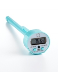 Determining a food's internal temperature can make good cooking great. This digital thermometer takes accurate readings – from the freezer to the oven – and displays them on a large, bright LCD readout. Limited lifetime warranty. Determining a food's internal temperature can make good cooking great. This digital thermometer takes accurate readings – from the freezer to the oven – and displays them on a large, bright LCD readout. Limited lifetime warranty.