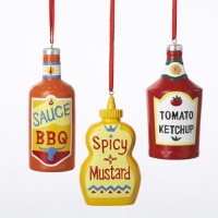 SET OF 3 ASSORTED BARBEQUE CONDIMENT ORNAMENTS SET OF 3 ASSORTED BARBEQUE CONDIMENT ORNAMENTS