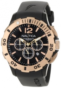 Nautica Men's N19556G BFD 101 Black Resin and Black Dial with Rose Gold Top Ring Watch Nautica Men's N19556G BFD 101 Black Resin and Black Dial with Rose Gold Top Ring Watch