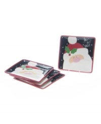 Sweeten even the sweetest treats with these brightly hand-painted set of four Santa dessert plates from Certified International. Your guests will appreciate the festive mood... Sweeten even the sweetest treats with these brightly hand-painted set of four Santa dessert plates from Certified International. Your guests will appreciate the festive mood...