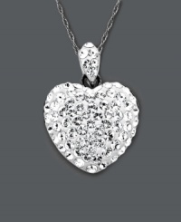 Step it up in the romance department. You'll adore Kaleidoscope's glamorous heart pendant that shines in clear crystals made with Swarovski Elements. Setting and chain crafted in sterling silver. Approximate length: 18 inches. Approximate drop: 7/10 inch. Step it up in the romance department. You'll adore Kaleidoscope's glamorous heart pendant that shines in clear crystals made with Swarovski Elements. Setting and chain crafted in sterling silver. Approximate length: 18 inches. Approximate drop: 7/10 inch.