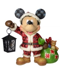 Santa is mousing around! Mickey Mouse makes his way through the naughty & nice list with a bulging bag of toys and an updated red suit. Eccentric detailing, like glimmering checked contrast on his signature ears and a curlicue design, catches the eye. Santa is mousing around! Mickey Mouse makes his way through the naughty & nice list with a bulging bag of toys and an updated red suit. Eccentric detailing, like glimmering checked contrast on his signature ears and a curlicue design, catches the eye.