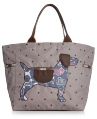 Dog gone it. Shoulder this picture perfect tote from LeSportsac, featuring a cute canine. Spot splashed with pockets aplenty, it's just right for jaunts to the gym or weekends away. Dog gone it. Shoulder this picture perfect tote from LeSportsac, featuring a cute canine. Spot splashed with pockets aplenty, it's just right for jaunts to the gym or weekends away.
