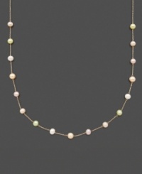 A delicate string of pearls for your little lady. This illusion necklace for children features multicolored cultured freshwater pearls (5-6 mm) set in 14k gold. Approximate length: 14 inches.