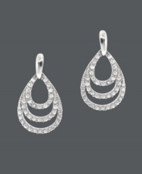 Get three times the shine in B. Brilliant's sparkling teardrop earrings! Three tiers of round-cut cubic zirconias (3/4 ct. t.w.) create a luminous look in a sterling silver setting. Approximate drop: 1 inch.