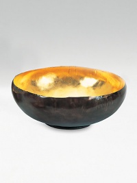 From the Sona Collection. A modern take on an ancient offering bowl, this glowing, gold-lined design has a simple, modern shape but the fascinating feel of an artifact unearthed long ago.Solid bronze with an oxidized finishGold interiorHand-finished12 diameter X 4.75HHand washImported From the Sona Collection. A modern take on an ancient offering bowl, this glowing, gold-lined design has a simple, modern shape but the fascinating feel of an artifact unearthed long ago.Solid bronze with an oxidized finishGold interiorHand-finished12 diameter X 4.75HHand washImported
