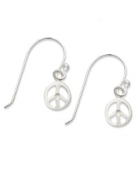Make a symbolic statement with this pretty style. Unwritten's petite peace sign earrings are crafted in cut-out sterling silver on french wire. Approximate drop: 4/5 inch.