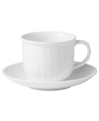 Nantucket Basket is a fine, all-white Wedgwood china dinnerware and dishes pattern with an embossed basket-weave pattern on the edges. Nantucket Basket is a fine, all-white Wedgwood china dinnerware and dishes pattern with an embossed basket-weave pattern on the edges.